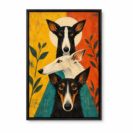 Three Geometric Dogs — Black Frame finish product view | AUSJOJO