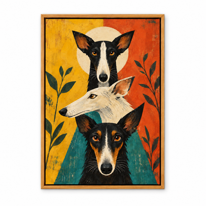 Three Geometric Dogs — Brown Frame finish product view | AUSJOJO