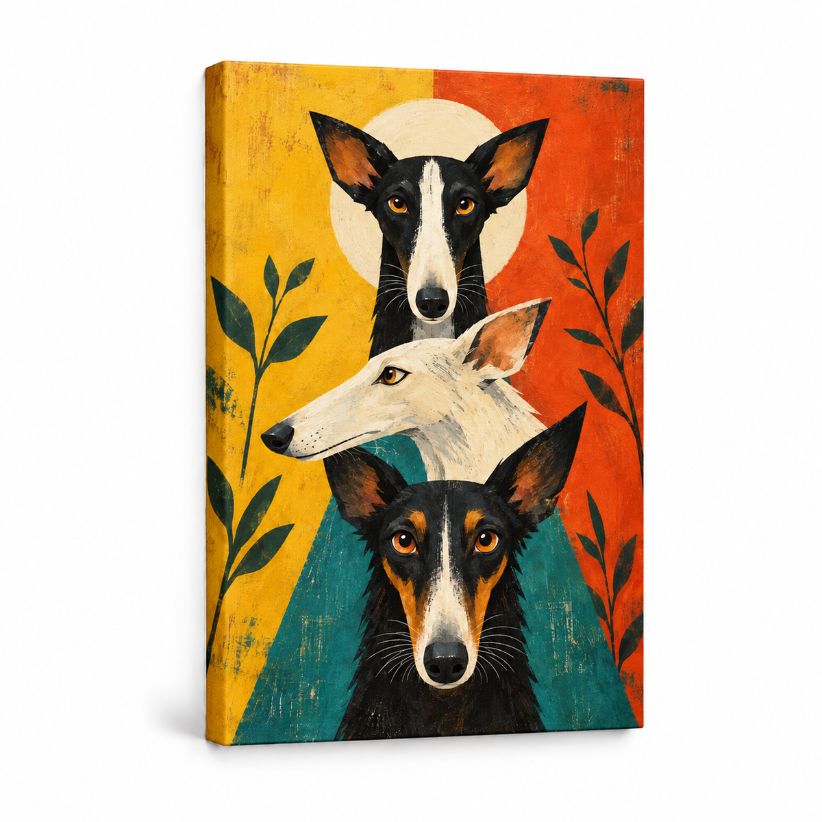 Three Geometric Dogs — Stretched Canvas product view | AUSJOJO