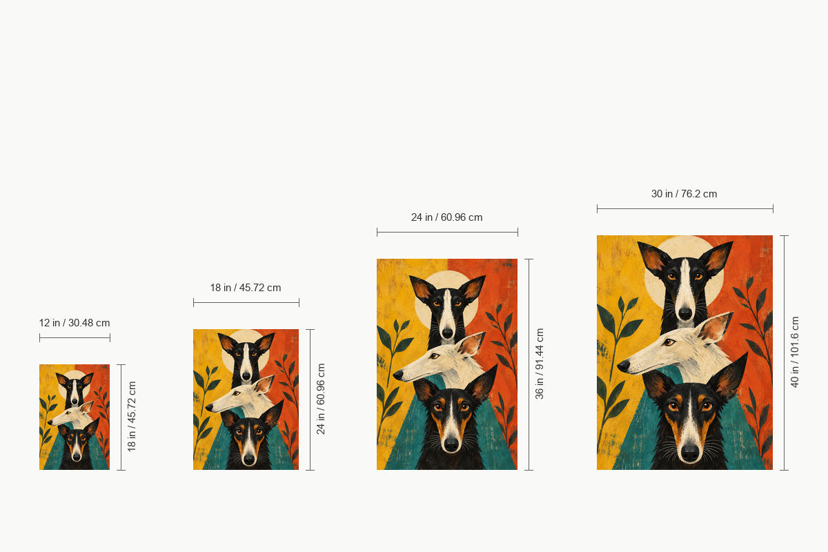 Three Geometric Dogs — size comparison guide | AUSJOJO