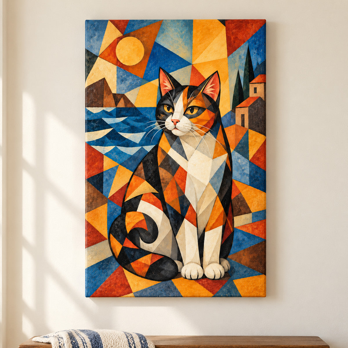 Cubist Calico Cat — framed artwork main view | AUSJOJO