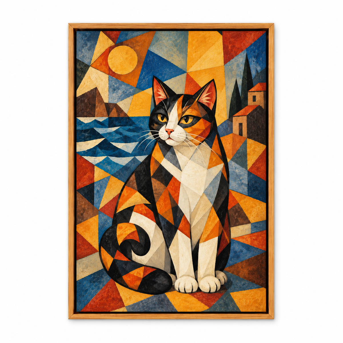 Cubist Calico Cat — Brown Frame finish product view | AUSJOJO
