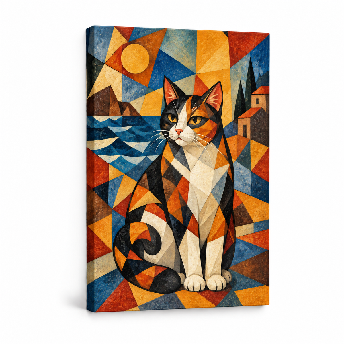 Cubist Calico Cat — Stretched Canvas product view | AUSJOJO