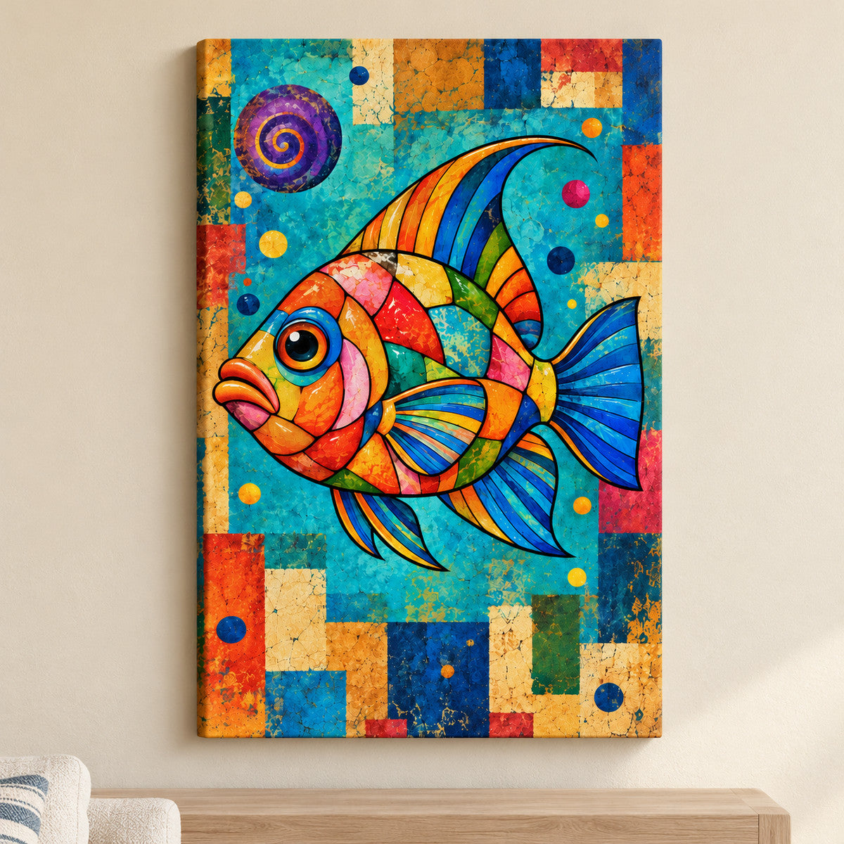 Mosaic Tropical Fish — framed artwork main view | AUSJOJO