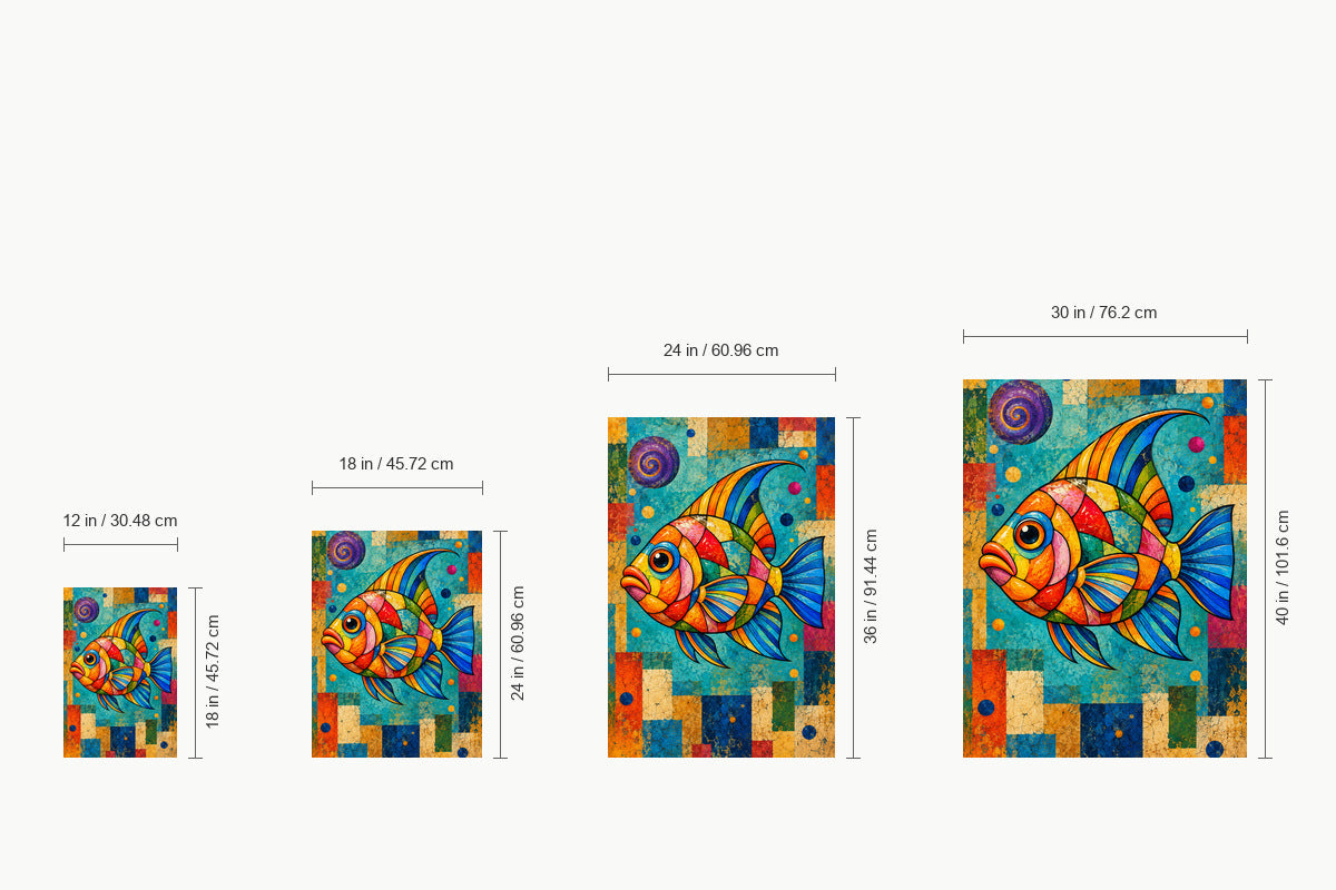 Mosaic Tropical Fish — size comparison guide | AUSJOJO