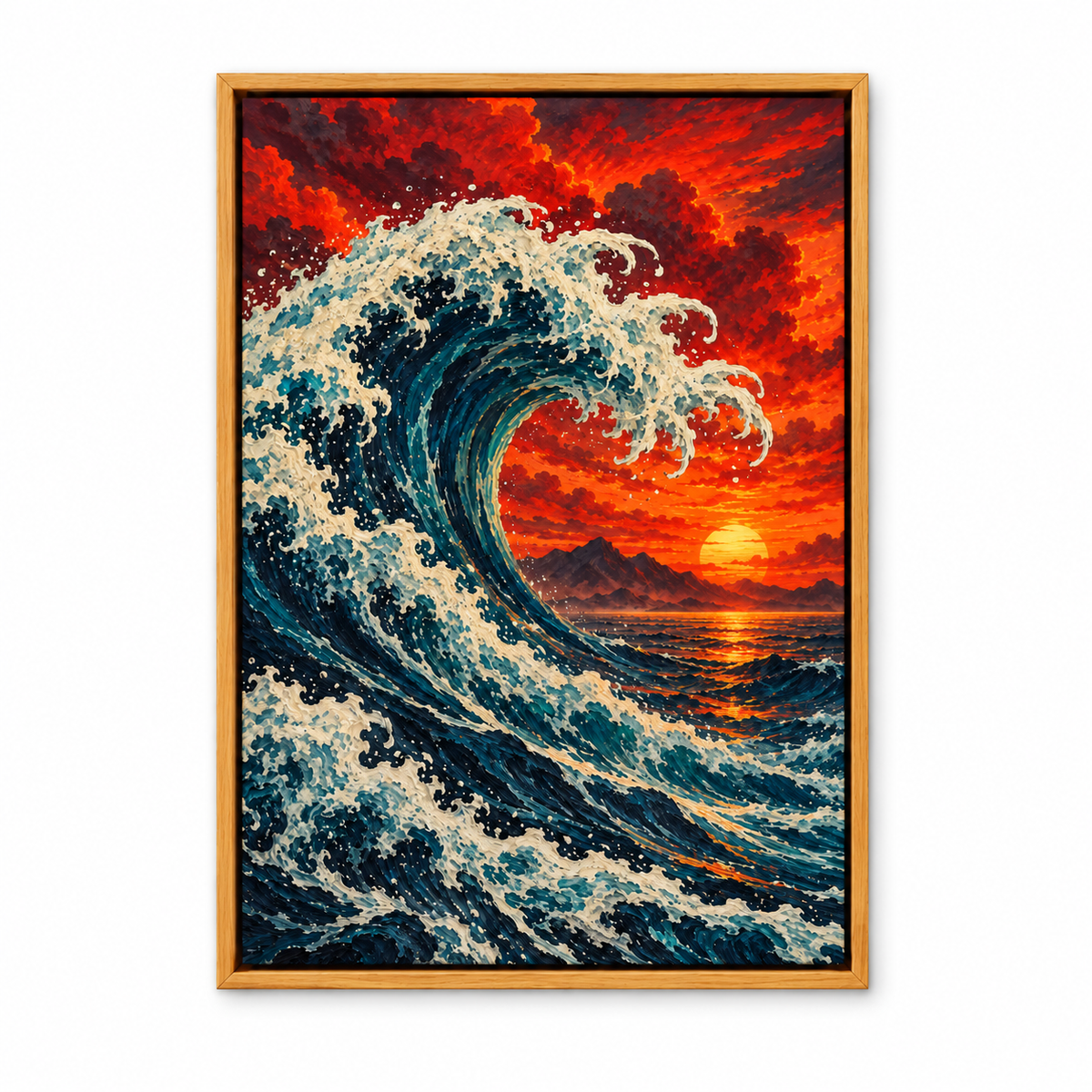 Fiery Sunset Wave — Brown Frame finish product view | AUSJOJO
