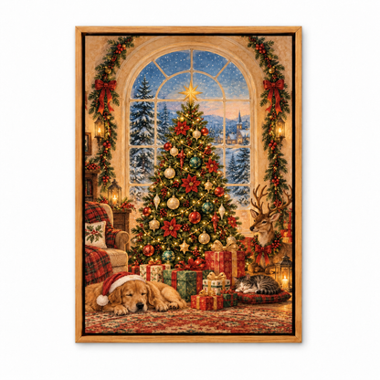 Christmas Tree by Arched Window — Brown Frame finish product view | AUSJOJO