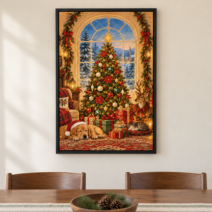 Christmas Tree by Arched Window — Black Frame room scene | AUSJOJO