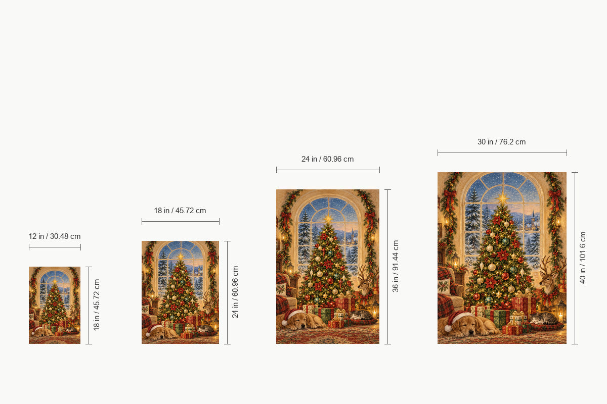 Christmas Tree by Arched Window — size comparison guide | AUSJOJO