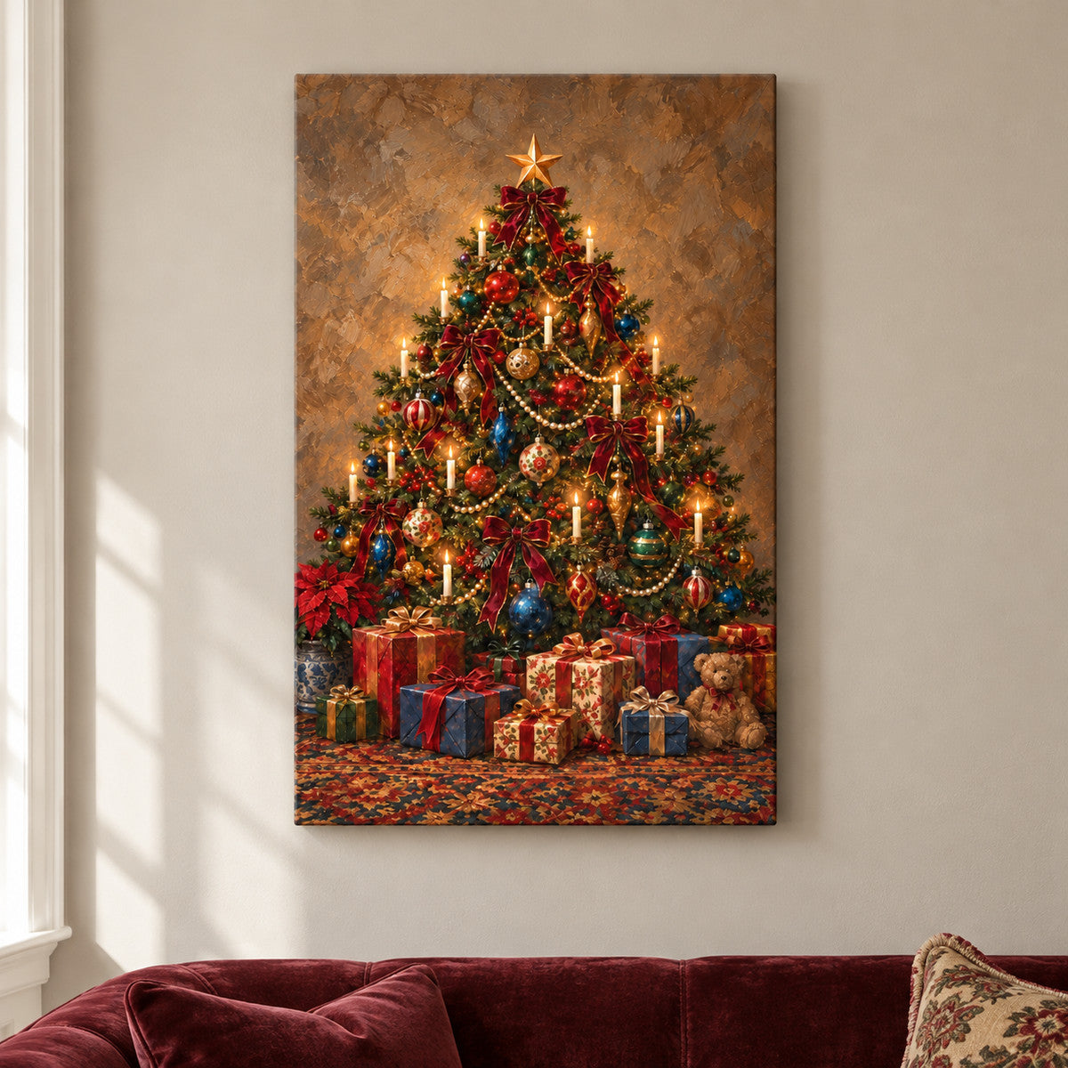 Ornate Vintage Christmas Tree — framed artwork main view | AUSJOJO
