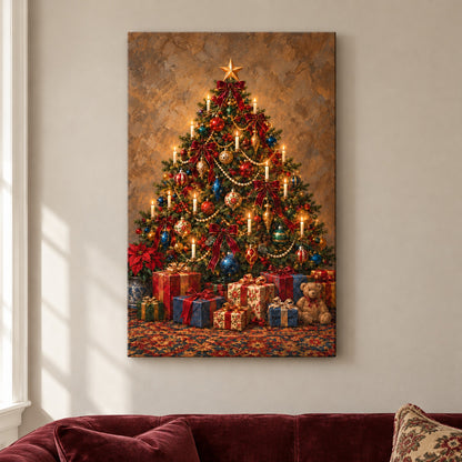 Ornate Vintage Christmas Tree — framed artwork main view | AUSJOJO