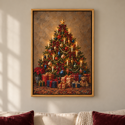 Ornate Vintage Christmas Tree — Brown Frame room scene | AUSJOJO