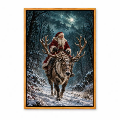 Santa Riding Reindeer — Brown Frame finish product view | AUSJOJO