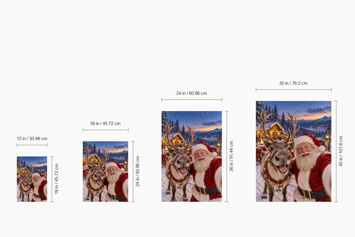 Santa and Reindeer Holiday Selfie — size comparison guide | AUSJOJO