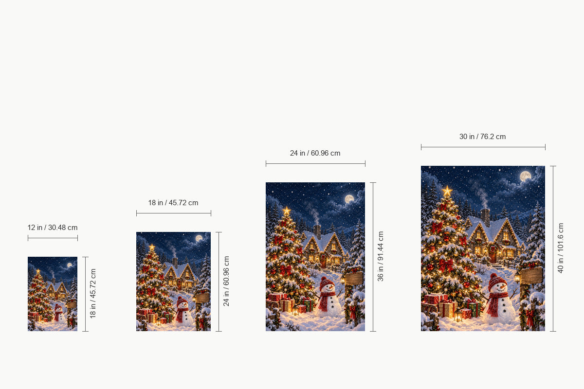 Christmas Tree Snowman and Cottage — size comparison guide | AUSJOJO