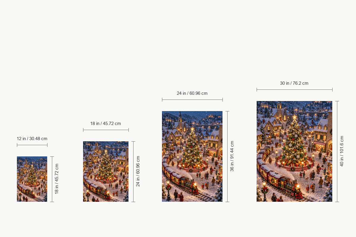 Christmas Village and Steam Train — size comparison guide | AUSJOJO