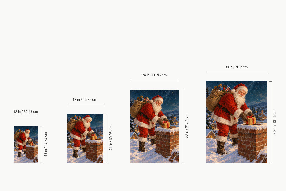 Santa Delivering Gift at Chimney — size comparison guide | AUSJOJO