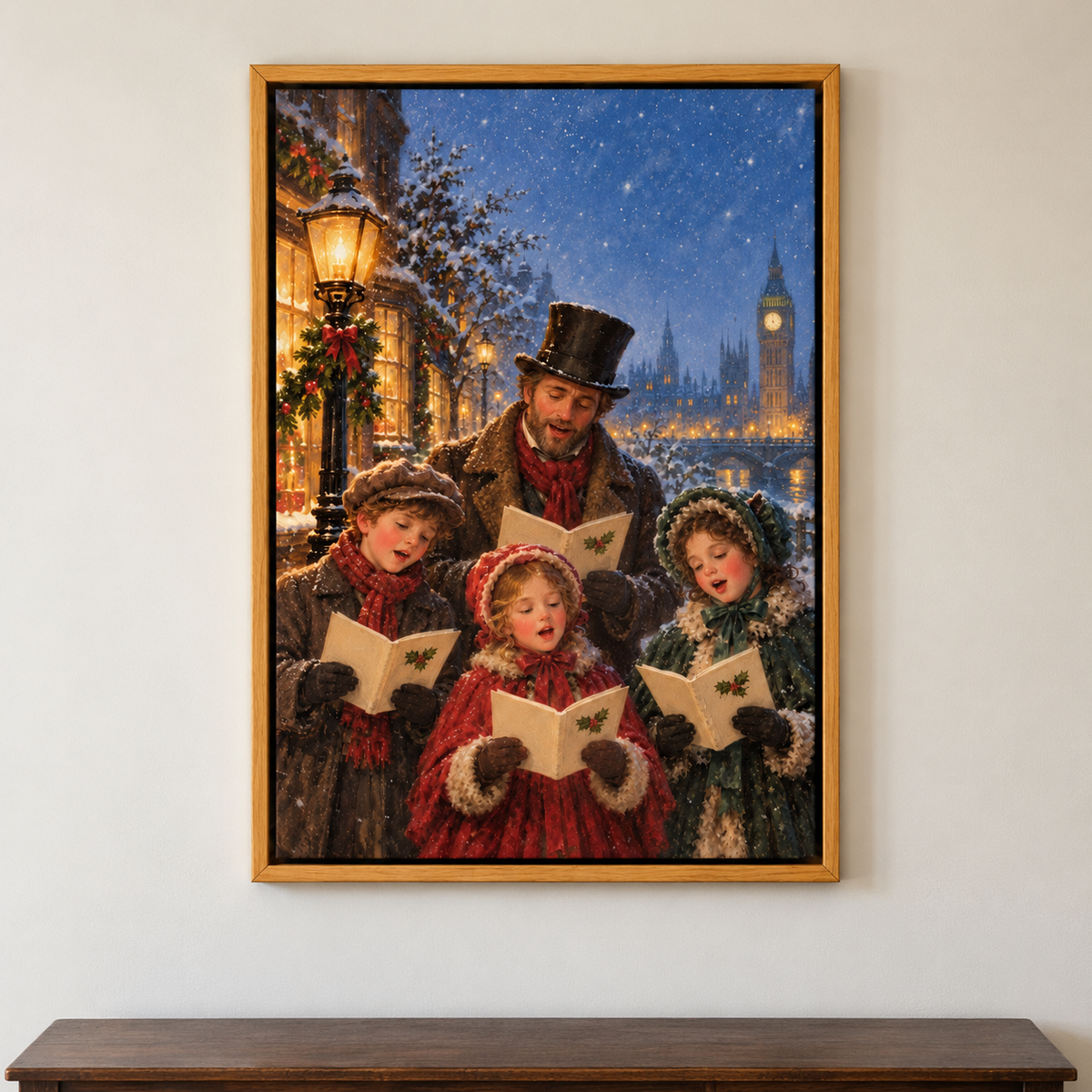 Victorian Christmas Carolers — Brown Frame room scene | AUSJOJO