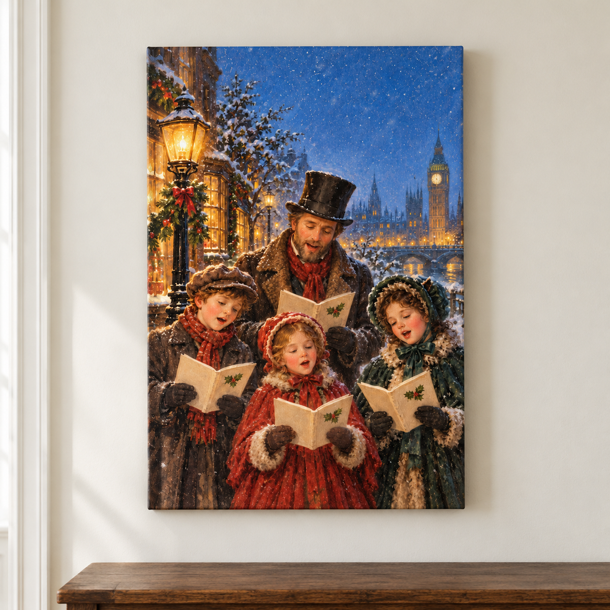 Victorian Christmas Carolers — Stretched Canvas room scene | AUSJOJO