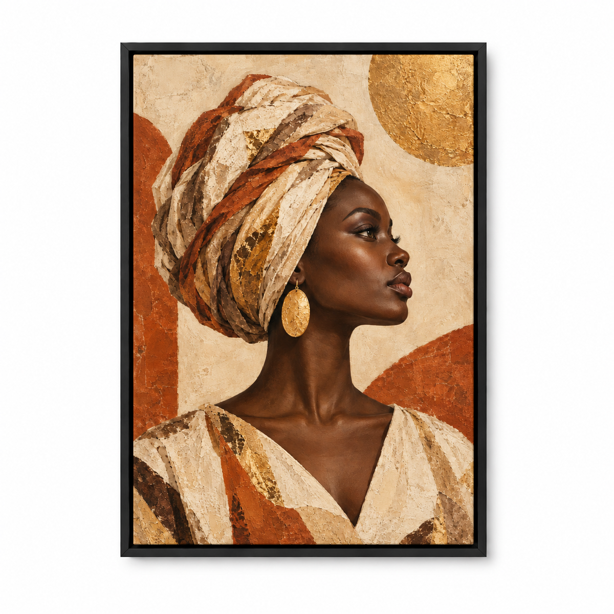 Earthtone Headwrap Woman Profile — Black Frame finish product view | AUSJOJO
