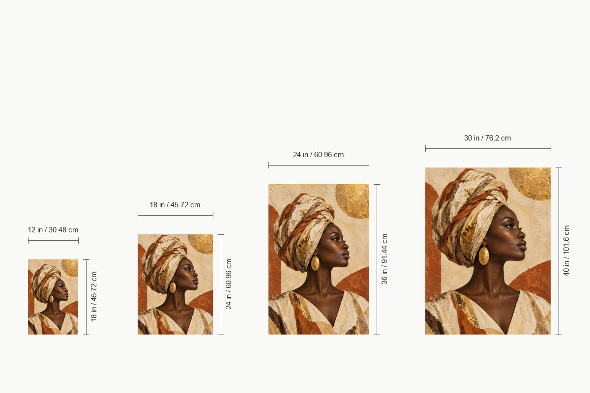 Earthtone Headwrap Woman Profile — size comparison guide | AUSJOJO
