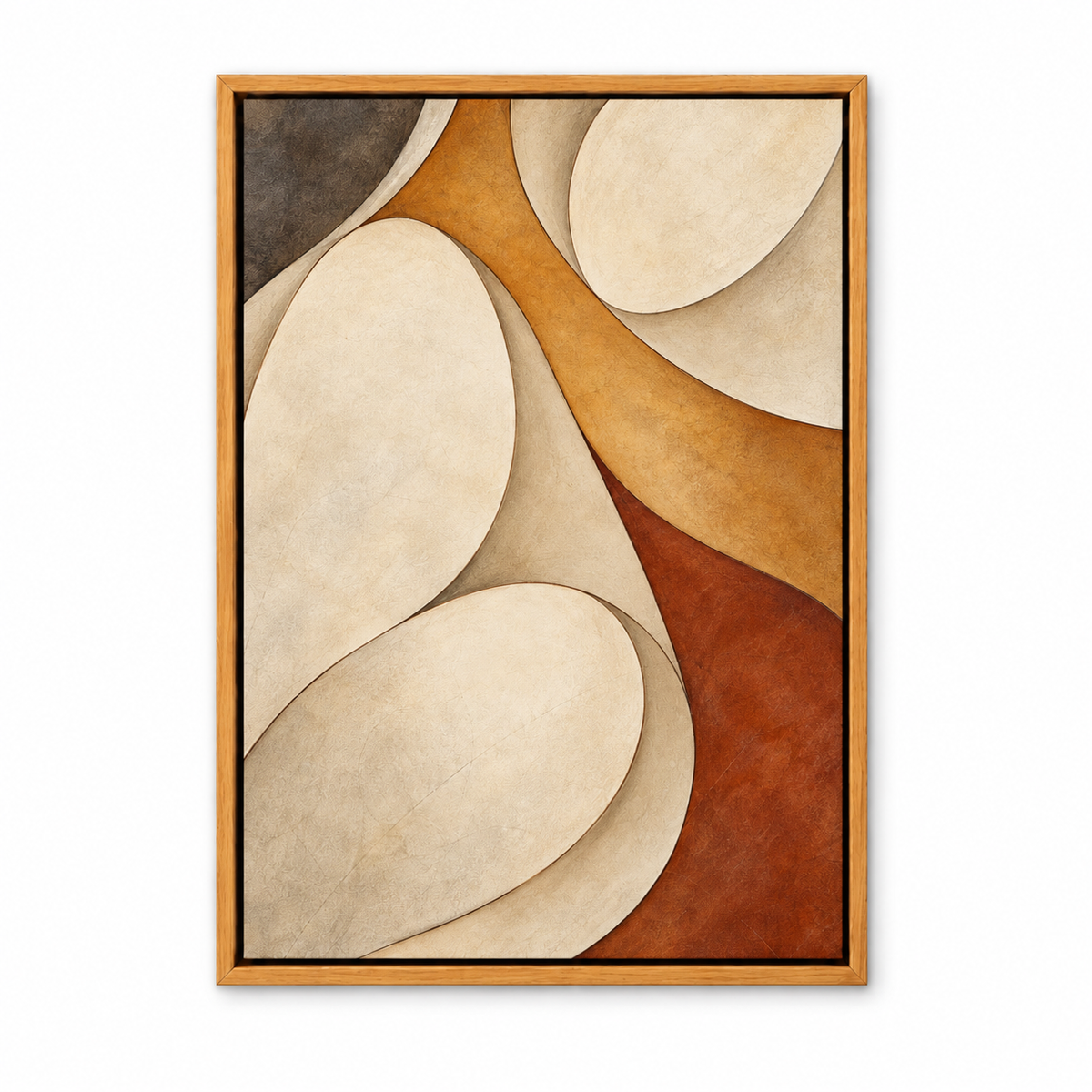 Ivory Organic Teardrop Abstract — Brown Frame finish product view | AUSJOJO