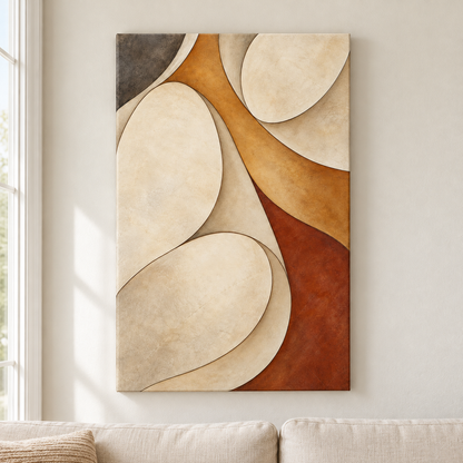Ivory Organic Teardrop Abstract — Stretched Canvas room scene | AUSJOJO