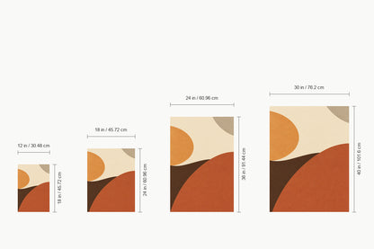 Five Earthtone Organic Color Fields — size comparison guide | AUSJOJO