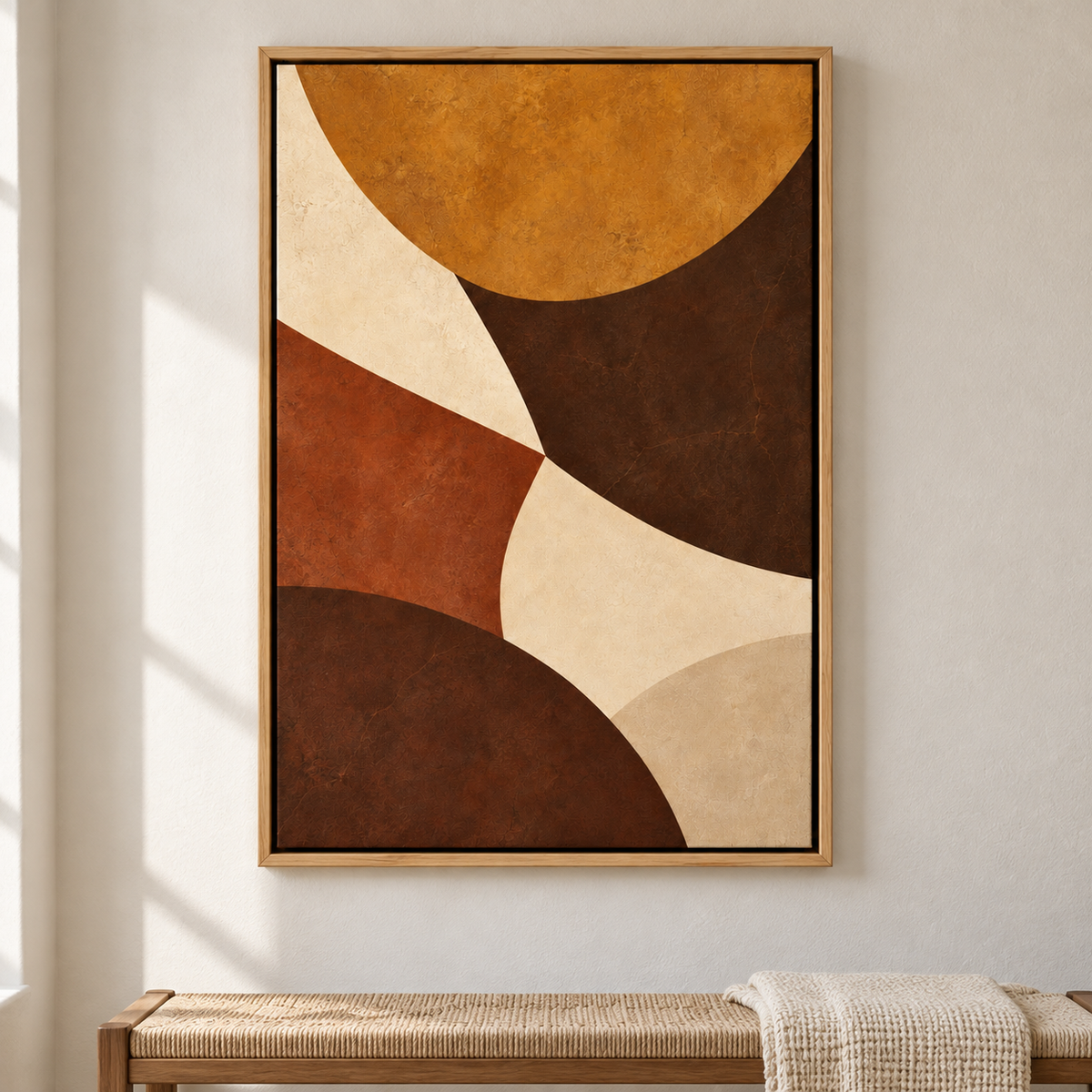 Earthtone Concave Arc Collage — Brown Frame room scene | AUSJOJO