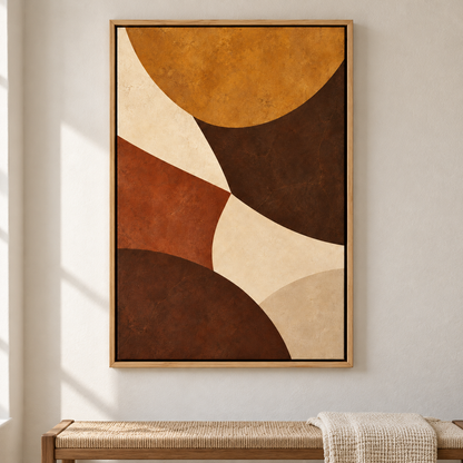 Earthtone Concave Arc Collage — Brown Frame room scene | AUSJOJO