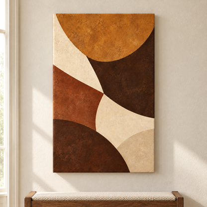 Earthtone Concave Arc Collage — Stretched Canvas room scene | AUSJOJO
