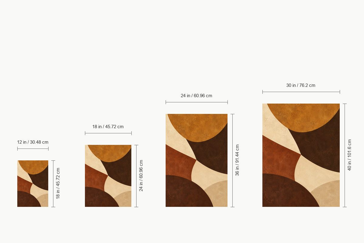 Earthtone Concave Arc Collage — size comparison guide | AUSJOJO