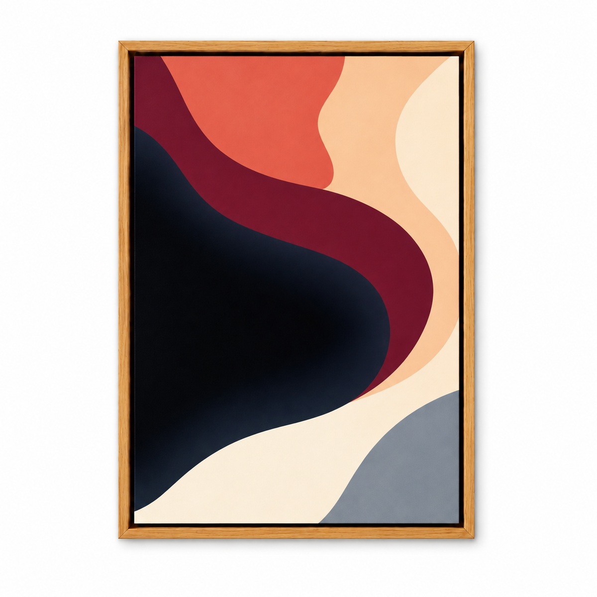 Coral and Burgundy Ribbon Abstract — Brown Frame finish product view | AUSJOJO