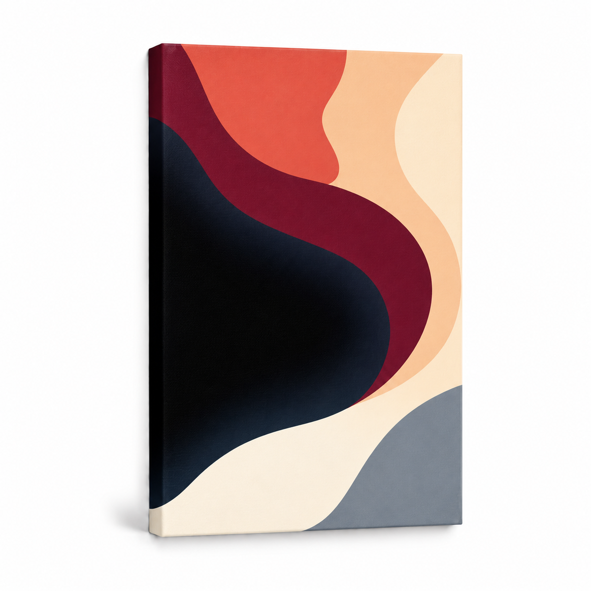 Coral and Burgundy Ribbon Abstract — Stretched Canvas product view | AUSJOJO