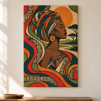 Outlined Retro Organic Weave — framed artwork main view | AUSJOJO