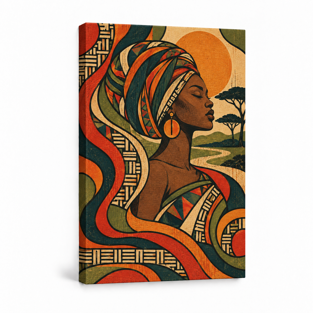 Outlined Retro Organic Weave — Stretched Canvas product view | AUSJOJO