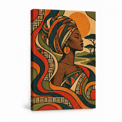 Outlined Retro Organic Weave — Stretched Canvas product view | AUSJOJO