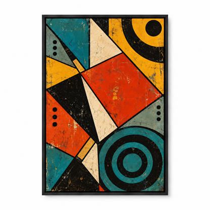 Distressed Modernist Polygon Rhythm — Black Frame finish product view | AUSJOJO