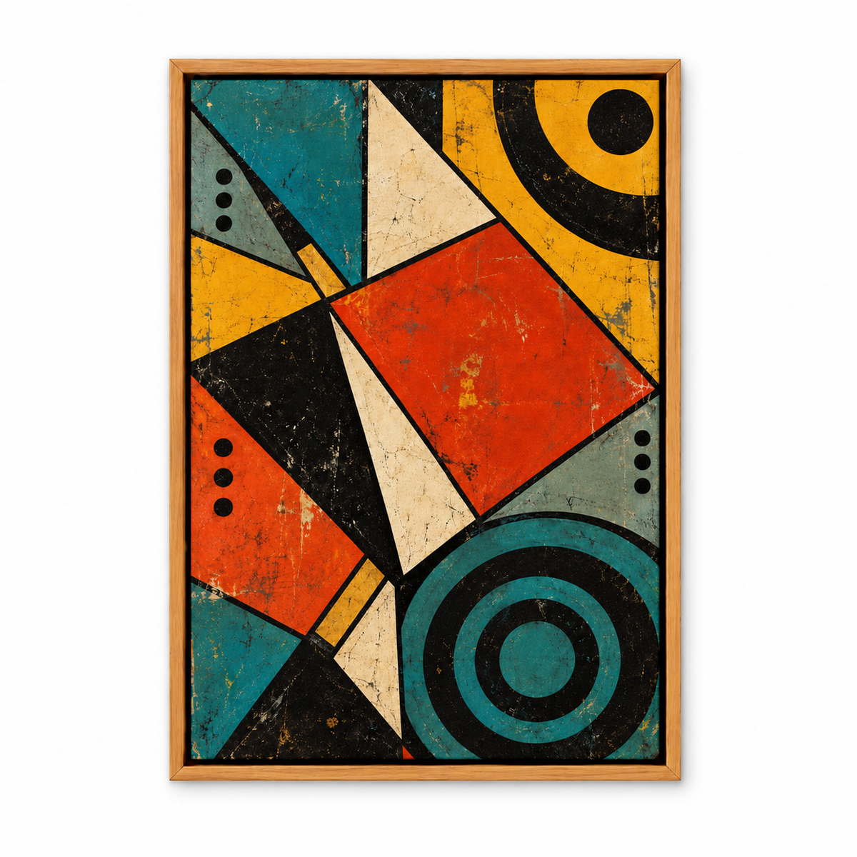 Distressed Modernist Polygon Rhythm — Brown Frame finish product view | AUSJOJO
