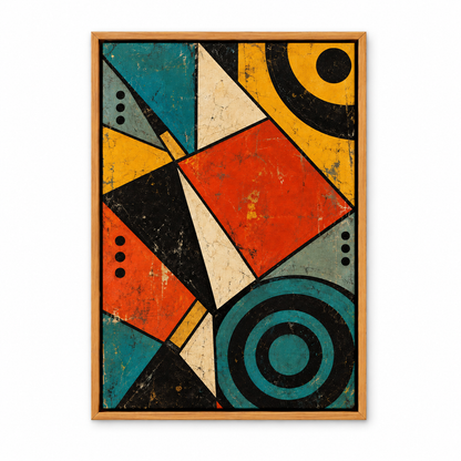 Distressed Modernist Polygon Rhythm — Brown Frame finish product view | AUSJOJO