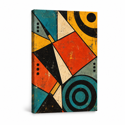 Distressed Modernist Polygon Rhythm — Stretched Canvas product view | AUSJOJO