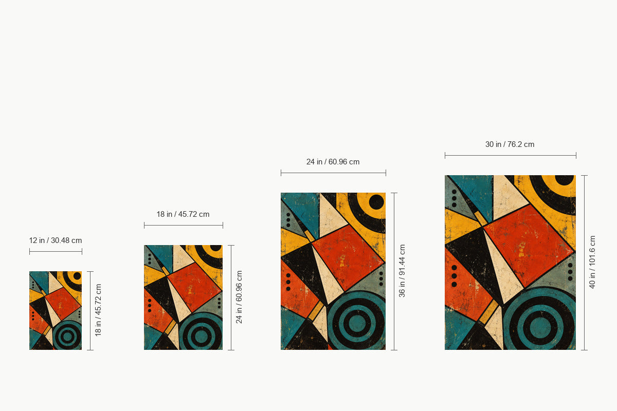 Distressed Modernist Polygon Rhythm — size comparison guide | AUSJOJO
