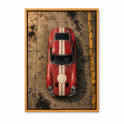 Overhead Red Vintage Racing Coupe — Brown Frame finish product view | AUSJOJO