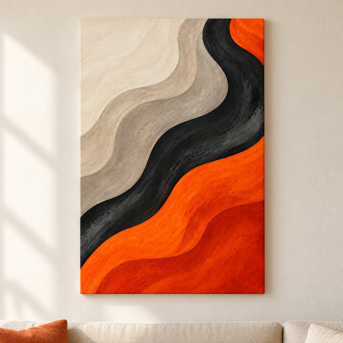 Warm Neutral Flow Abstract — framed artwork main view | AUSJOJO
