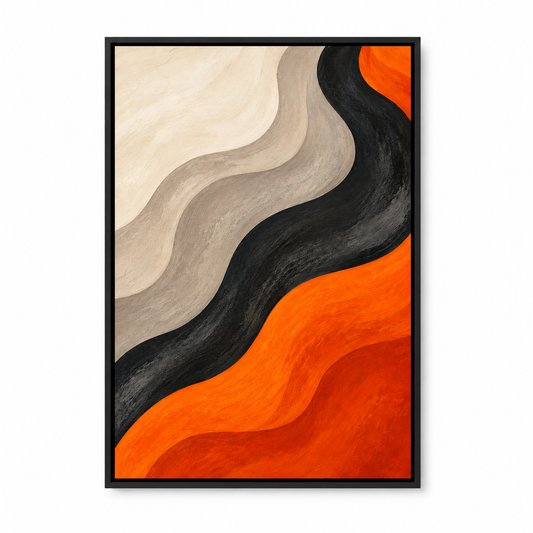Warm Neutral Flow Abstract — Black Frame finish product view | AUSJOJO