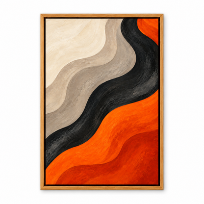 Warm Neutral Flow Abstract — Brown Frame finish product view | AUSJOJO