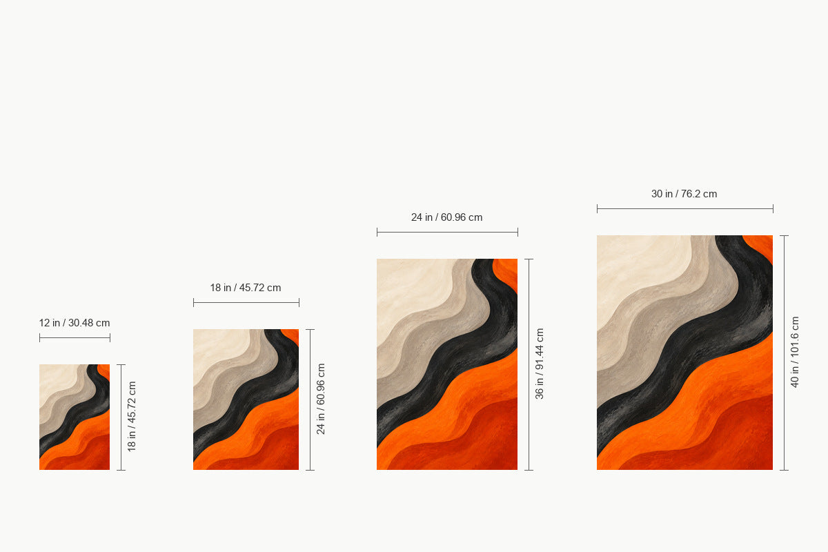 Warm Neutral Flow Abstract — size comparison guide | AUSJOJO
