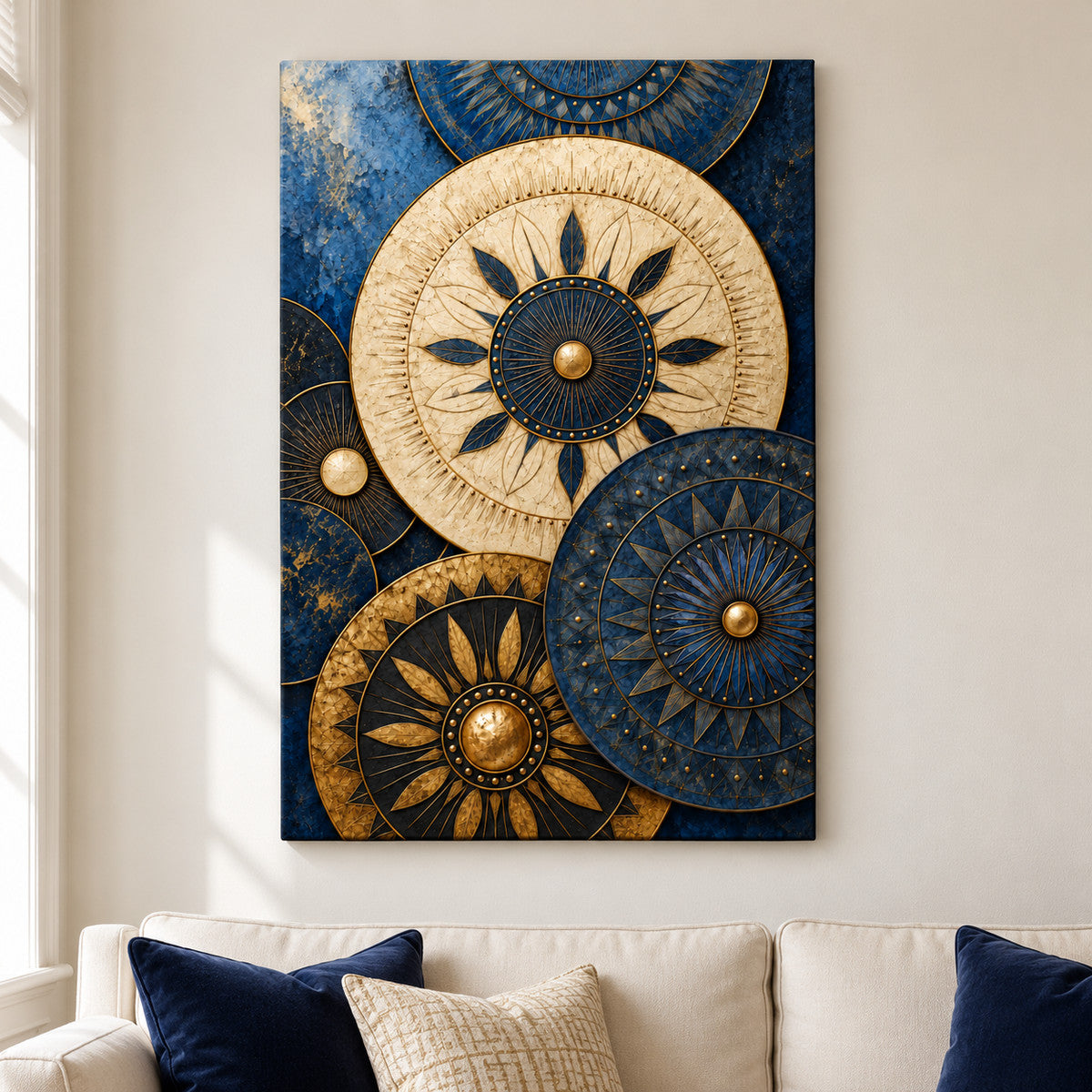Etched Celestial Discs Abstract — framed artwork main view | AUSJOJO
