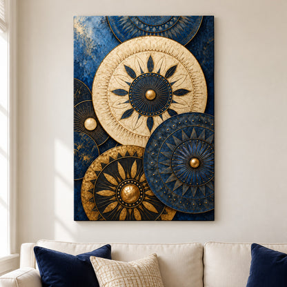 Etched Celestial Discs Abstract — framed artwork main view | AUSJOJO