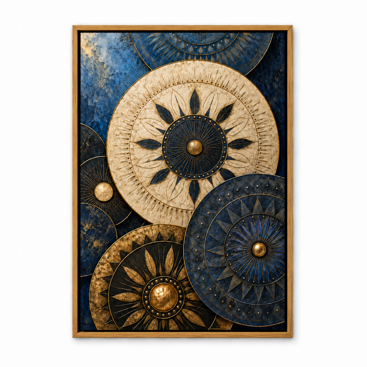 Etched Celestial Discs Abstract — Brown Frame finish product view | AUSJOJO